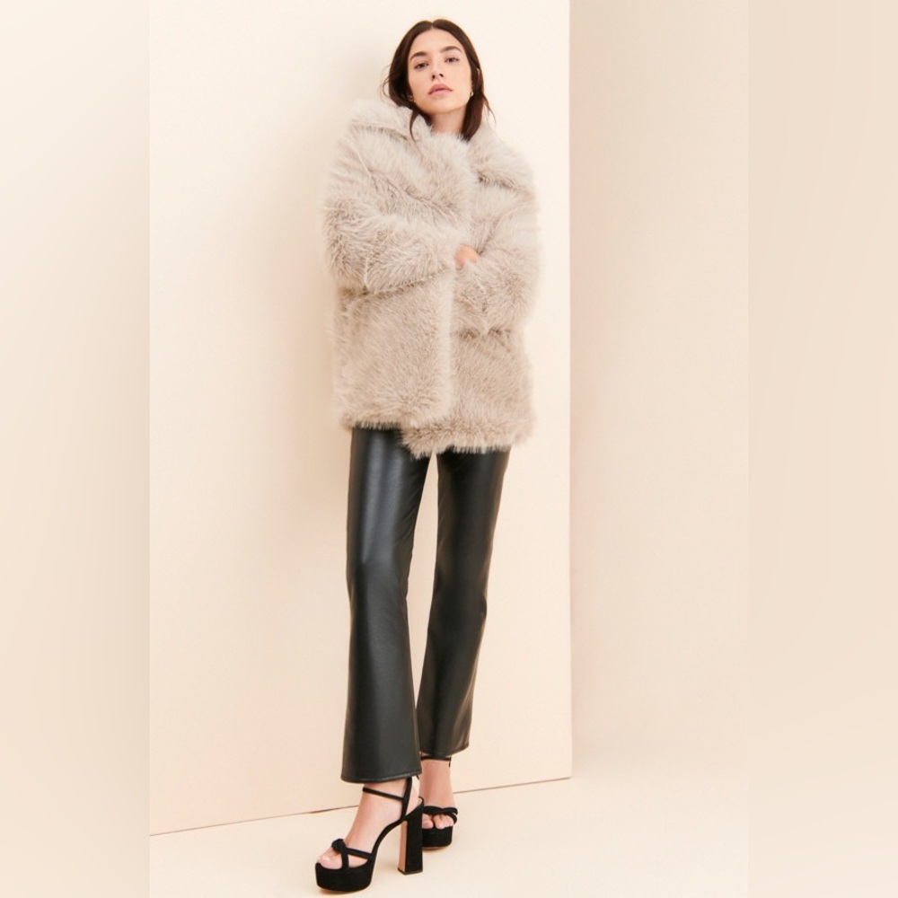 Astr light grey faux fur coat Women